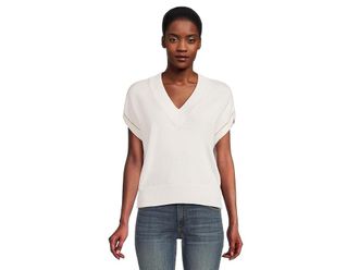 Lilla P V-neck Wedge Sweater Womens Sweater White : SM, Cotton/Polyester