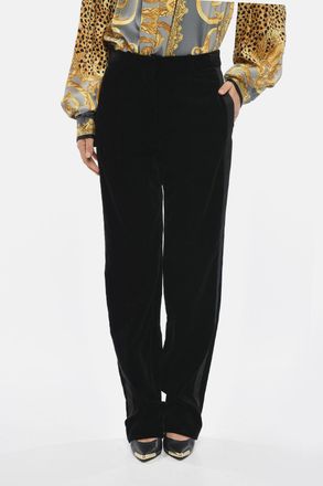 Dior Pantaloni in Velour con Banda Laterale Tono su Tono Dior