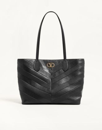 Valentino Garavani Borsa Media Shopping Valentino Garavani Jean In Nappa Motivo Chevron Donna NERO UNI