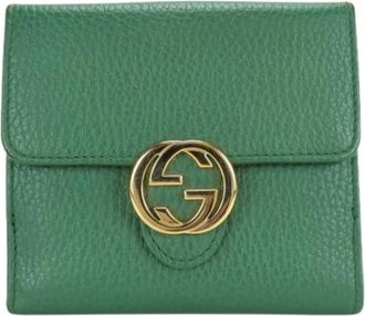 Gucci Pre-owned Wallets, female, Green, Size: ONE SIZE Pre-owned Leather Bifold Wallet