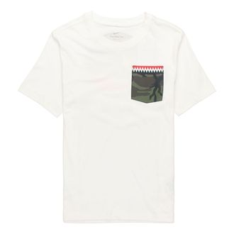Nike Mens Nike Back Cartoon Devil Camouflage Pattern Printing Casual Round Neck Short Sleeve White T-Shirt DV2072-100