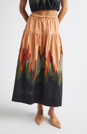 Ulla Johnson Theodora Tiered Cotton Maxi Skirt in Agate at Nordstrom, Size 10