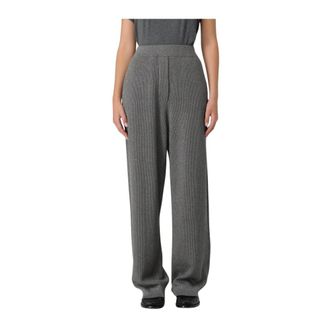 Brunello Cucinelli Wide Trousers, female, Gray, L, Wide Leg Trousers