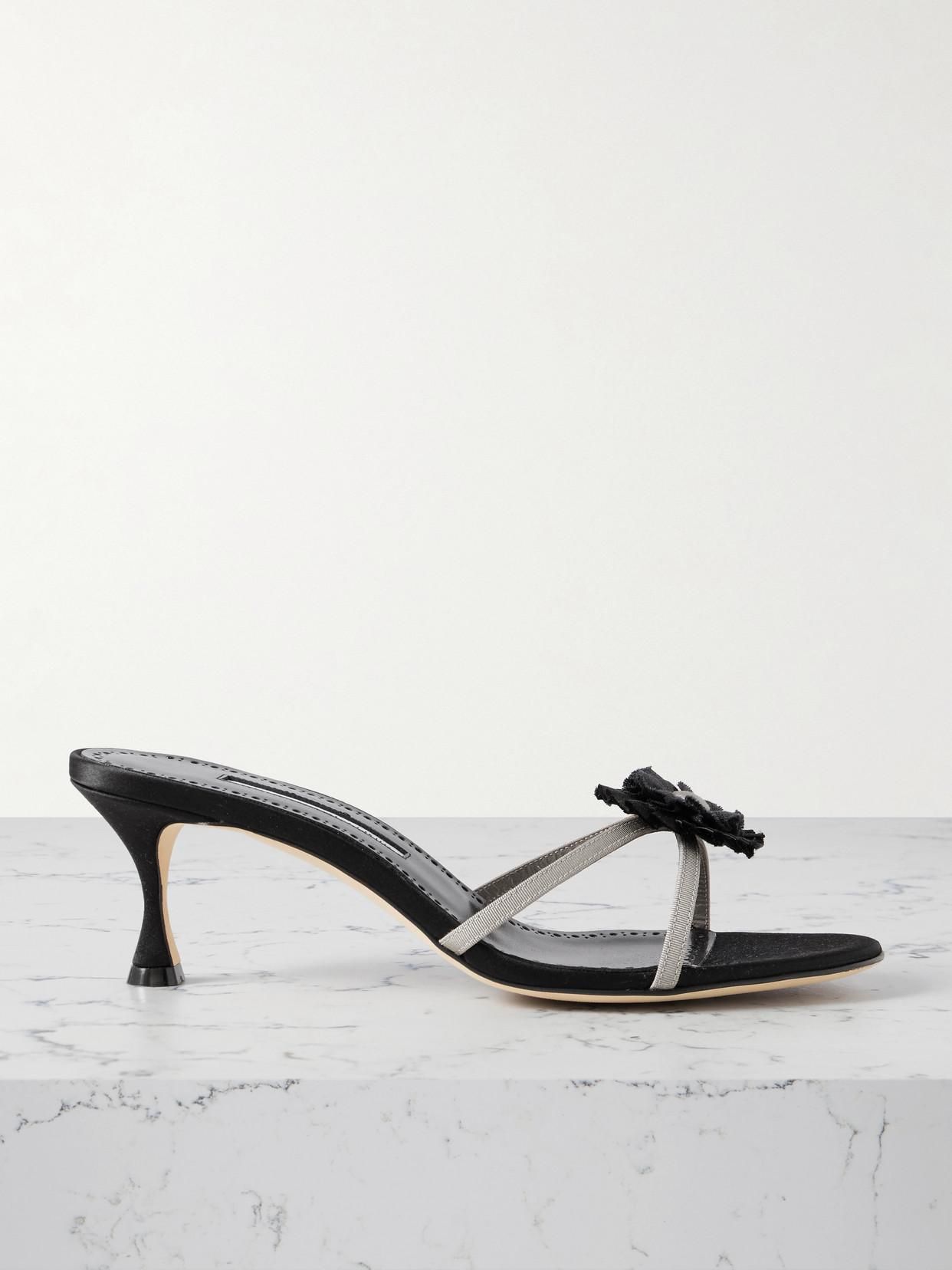 Sandales Manolo Blahnik Afrisea Mule Noir Et Blanc - Coquilles De Perles - Taille 41 - Neuf Avec Emballage