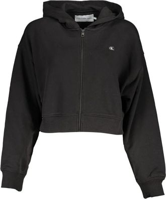Calvin Klein Hoodies & sweatvesten, Dames, Zwart, L, Katoen, Zwarte hoodie met rits en logo