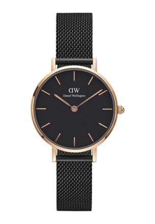 Daniel Wellington Womens DW00100245 Ladies Petite Black Ashfield Rose Gold 28mm Watch - One Size