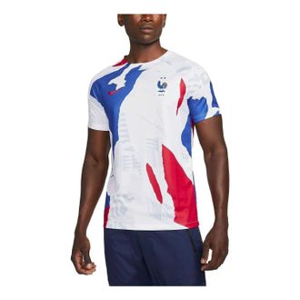 Nike France 2022 Pre Match Training Jersey White Red Blue DM9548-100