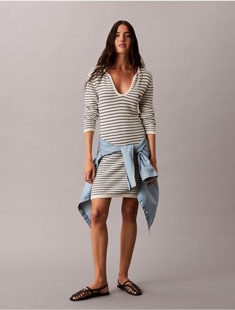 Calvin Klein Jeans Calvin Klein Womens Stripe Rib Mini Dress - Multi - XL