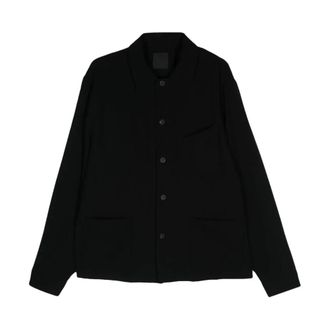 Givenchy Camisa Negra de Lana con Cuello Cl&aacute;sico - Shirts - Hombre - Negro - M