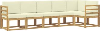 vidaXL Conjunto De Sof&aacute;s De Exterior 6 Uds. Blanco Y Crema Poli&eacute;ster Vidaxl