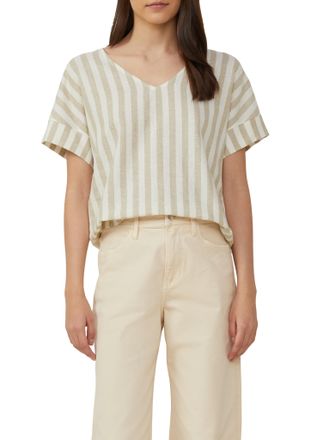 s.Oliver T-Shirt S.OLIVER, Damen, Gr. 36, twill stripe, Obermaterial: 100% Baumwolle, gestreift, regular fit taillenbedeckt, V-Ausschnitt, Shirts T-Shirt, mit 