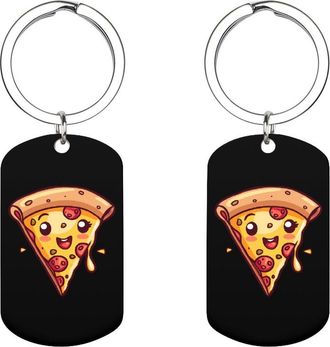 Generic Cute Pizza Cute Keychain Metal Key Ring Keychains Bag Purse Pendant Charms for Women Men