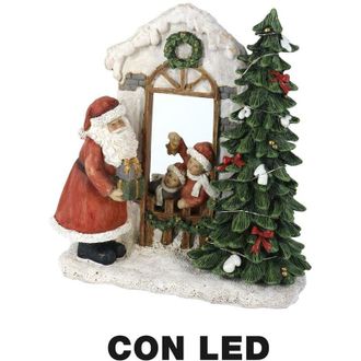 Vacchetti Vacchetti - Caja De M&uacute;sica Resina Pap&aacute; Noel Con Led Rojo Cm22x9,5h22,5
