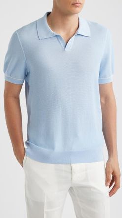 BOSS H-Narcisco Johnny Collar Piqu&eacute; Polo Sweater in Light/Pastel Blue at Nordstrom, Size Xx-Large