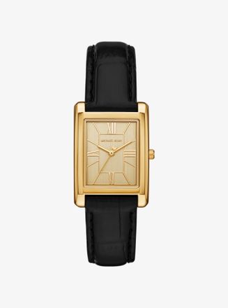 Michael Kors Essex Gold-Tone and Crocodile Embossed Leather Watch