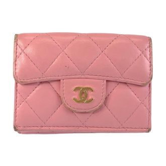 Chanel Pink Leather Wallet (Tri-Fold) (Pre-Owned)
