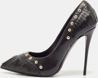 Giuseppe Zanotti Black Leather Studded Fringe Pumps