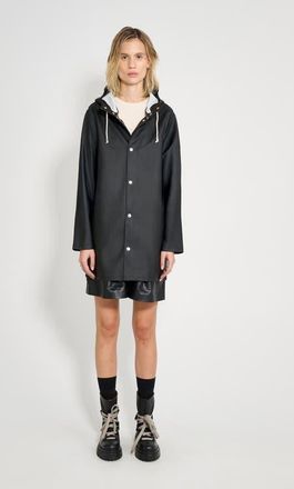 Stutterheim Stockholm Long Sleeve Hooded Raincoat in Black at Nordstrom, Size Xx-Large