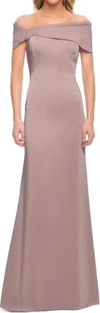 La Femme Off The Shoulder Gown In Champagne