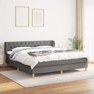 vidaXL Vidaxl - Cama Box Spring Con Colch&oacute;n Tela Gris Oscuro 160x200 Cm