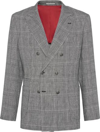 Brunello Cucinelli Blazer doppiopetto a quadri - Nero