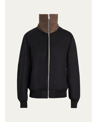 Rick Owens Mens Wool Melton Bomber Jacket
