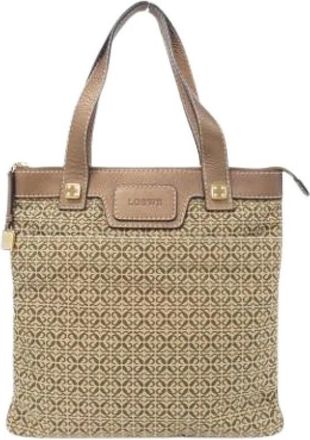 Loewe Pre-owned Tote Bags, female, Beige, Size: ONE SIZE Pre-owned Canvas Tote Bag