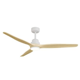 Sulion Ventilador de techo con luz motor DC blanco y madera 142cm