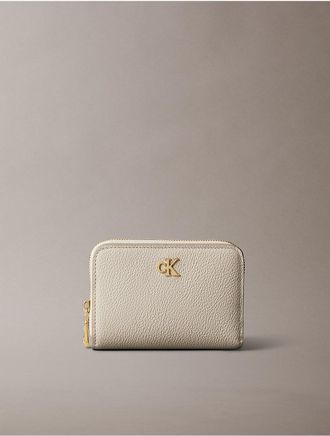 Calvin Klein Womens Minimal Monogram Zip Flap Wallet - Light/Pastel Brown