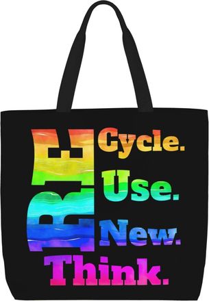 Generic Women Handbag Recycle Reuse Renew Rethink Women Tote Bag Waterproof Fashion Shopping Bags, For Swim, Work, Christmas, Birthday, Holiday