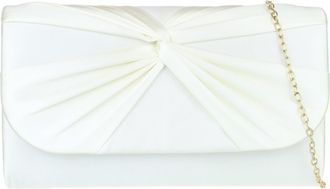 Girly HandBags Womens Twist Satin Plain Clutch Bag Medium Ivory