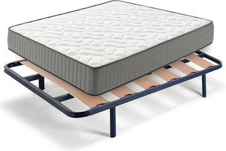 HOGAR 24 Hogar24 - Fr81 - Colch&oacute;n Viscoel&aacute;stico + Somier Lama Ancha Con Patas, Medida 150x190 Cm, Nucleo Fresh Natur Alta Densidad Efecto Regenerador, Altura 3