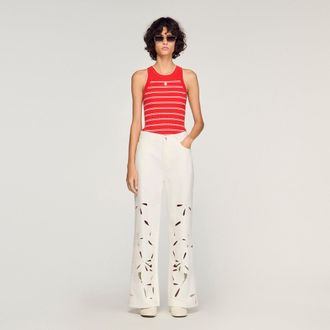 Sandro Wide-leg embroidered jeans