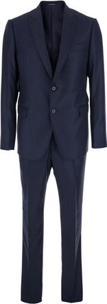 Emporio Armani Tweedelig pak met jasje met twee knopen - Heren - Business pakken - Blauw - L - Tweed - Kostuums