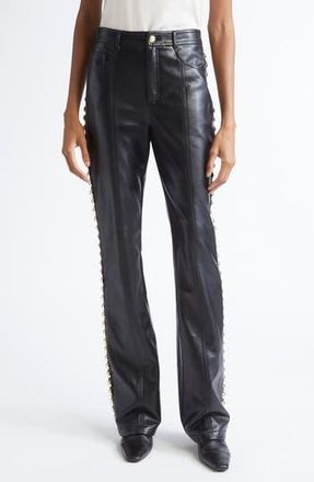 Cinq &agrave; Sept Shailene Stud Detail Faux Leather Pants in Black/gold at Nordstrom Rack, Size 0