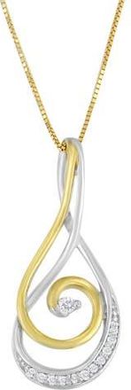 House of Brilliance Espira 10K Two-Tone Gold Round Cut Diamond Sparkling Spiral Pendant Necklace in Yellow at Nordstrom