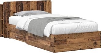 vidaXL Estructura De Cama Con Almacenamiento Madera Envejecida Vidaxl
