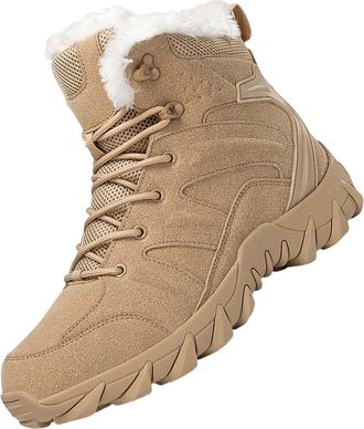 Generic Snow Boots Mens Plush Lined Warm Winter Walking Boots Flat Non-Slip Ankle Shoes Lightweight Hight Top Hiking & Trekking Boots Wide Fit Casual Comforta