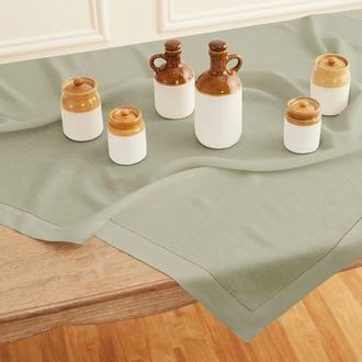 Solino Home Linen Table Throw - Classic Hemstitch, 52 x 52 Inch, 52 x 52 Inch in Sage Green at Nordstrom, Size Medium