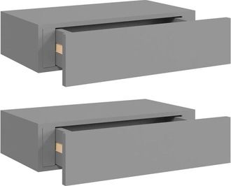 vidaXL Vidaxl - Estantes de pared con cajón 2 uds mdf gris 40x23,5x10 cm