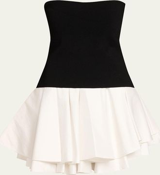 SIMKHAI Isabelle Strapless Drop-Waist Mini Dress
