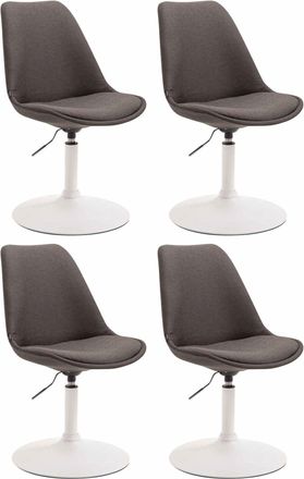 Clp Clp - Set De 4 Sillas De Comedor Maverick En Tela Gris Oscuro Blanco