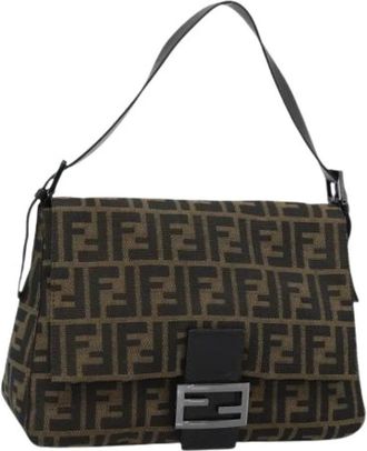 Fendi Pre-owned Vintage Zucca Canvas Shoulder Bag - Dames - Vintage Schoudertas - Zwart - ONE Size - Leer - Vintage