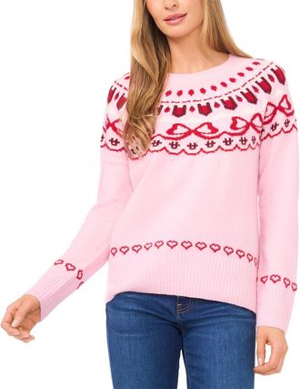 CeCe by Cynthia Steffe Cece Bow Fairisle Raglan Sweater