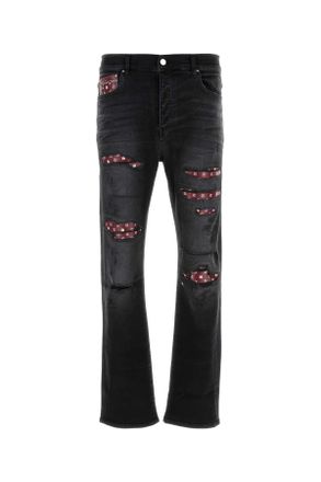 デニム・ジーパン AMIRI Women Denim Pants AWDNGH1005 AGEDBLACK Black Distressed Embroidered Logo Jeans Aged Black | The Webster