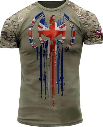 Generic British Veteran UK Army Mens Fashion Printed Tee Top Casual Print T-Shirt UK10 (UK, Alpha, 3XL, Regular, Regular, UK10)