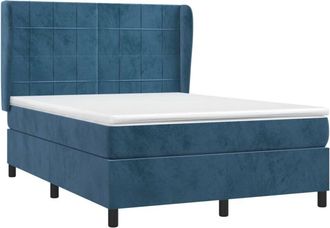 vidaXL Cama Box Spring Con Colch&oacute;n Terciopelo Azul Oscuro 140x200 Cm Vidaxl