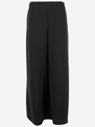 By Malene Birger Flared Leg High Waist Pants in Smooth Acetate Blend