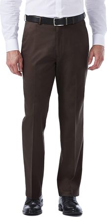 Haggar Mens Premium Non-Iron, Khaki, Classic fit, Expandable Waist, Flat Front, Trousers. O, Sin Hierro, Con Cintura Extensible, Plano, Color Caqui8888666 LL