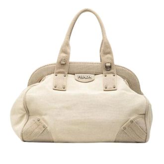 Prada Pre-owned Handbags, female, White, Size: ONE SIZE Pre-owned Vintage Canvas Handbag